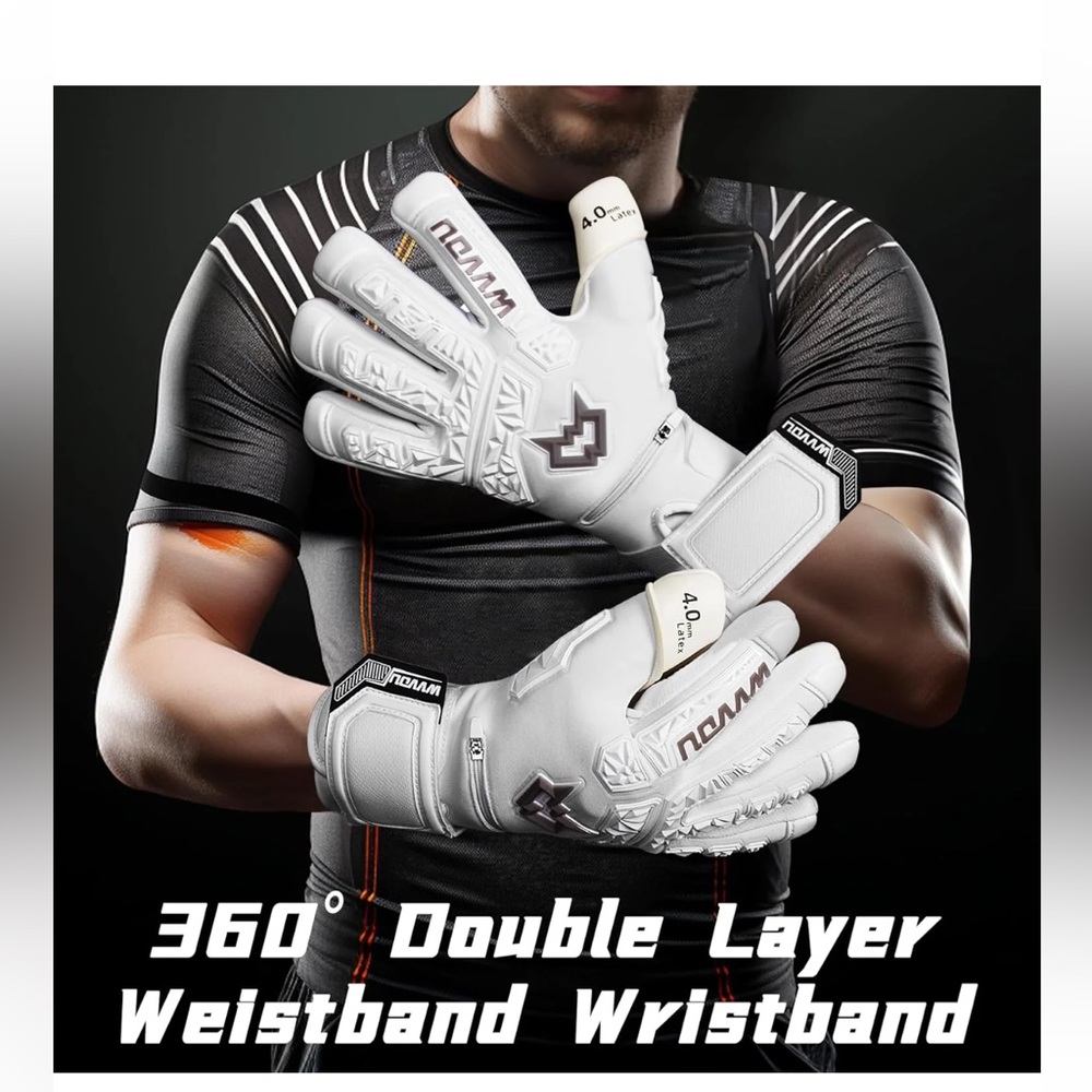 White Double Layer Wristband Gloves